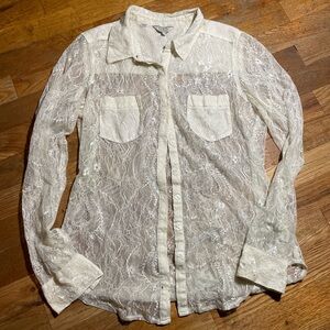 Guess coquette Y2K Cream Lace Shirt